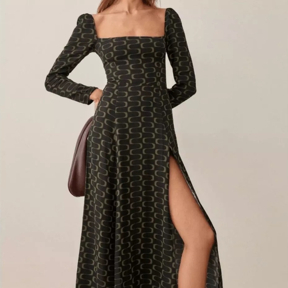 Reformation Sigmund Square Neck Dress in Linguini
